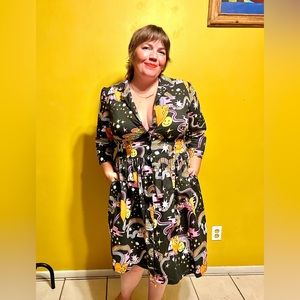 NOOWORKS Betty Dress in Better Days (print by Ash & Chess) / XL